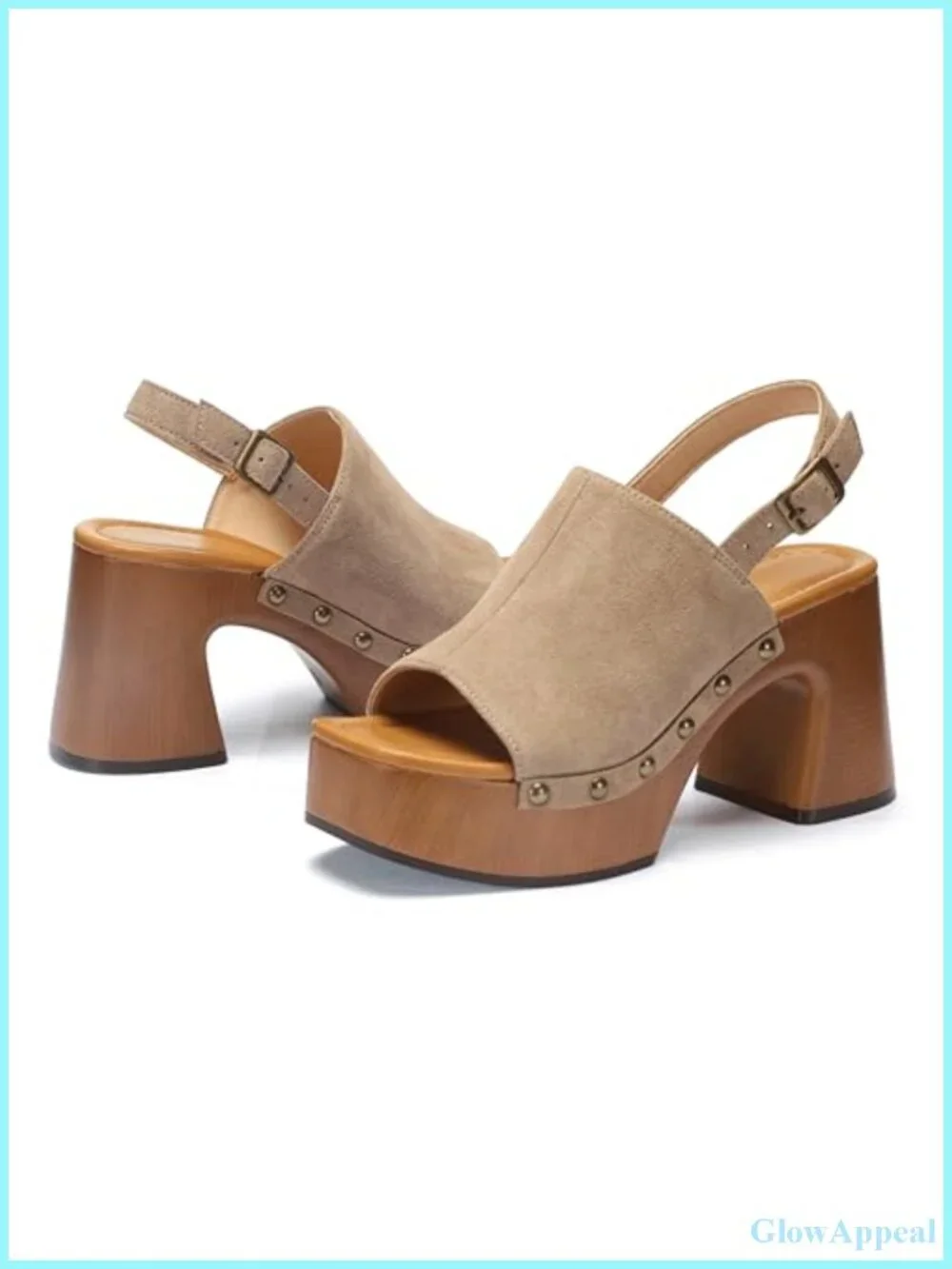 Studded Faux Suede Platform Mules Women's Chunky Heel Sandals